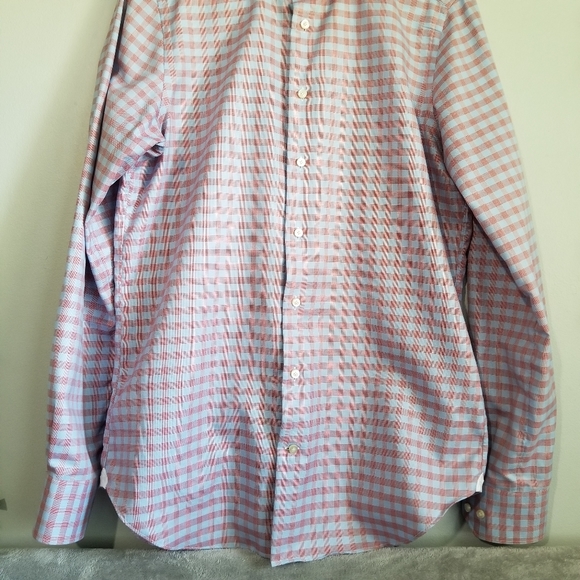 Emanuel Berg Modern Fit Checkered 15" Cotton SM Long Sleeve Shirt Button Up - Picture 5 of 14